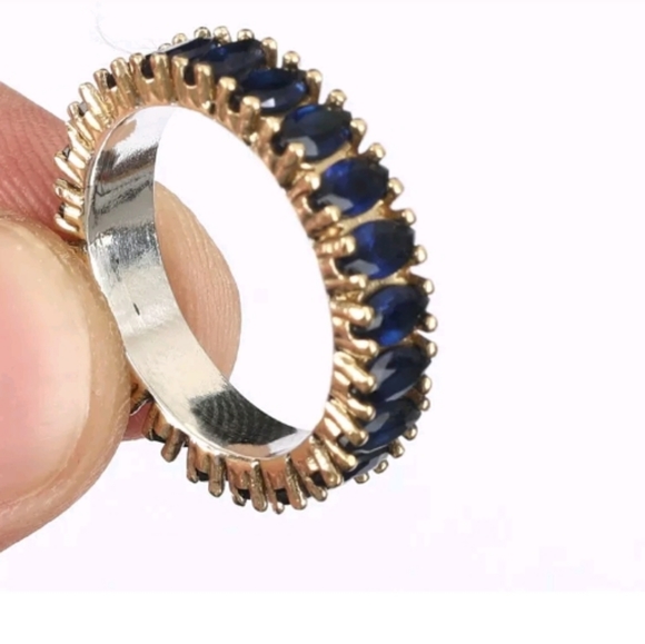 HUGE sz9 sapphire & sterling silver ring
